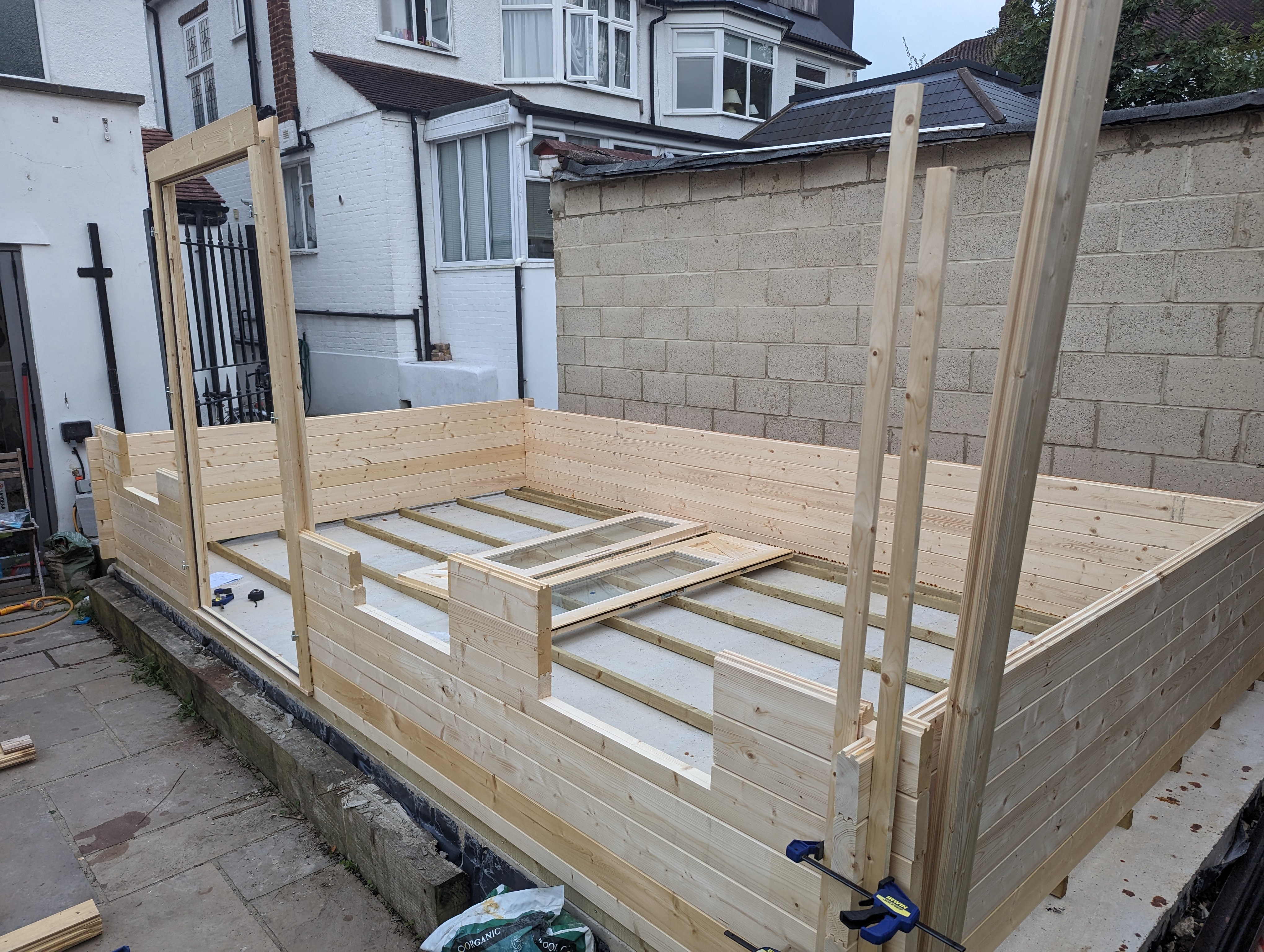 Building up the walls.