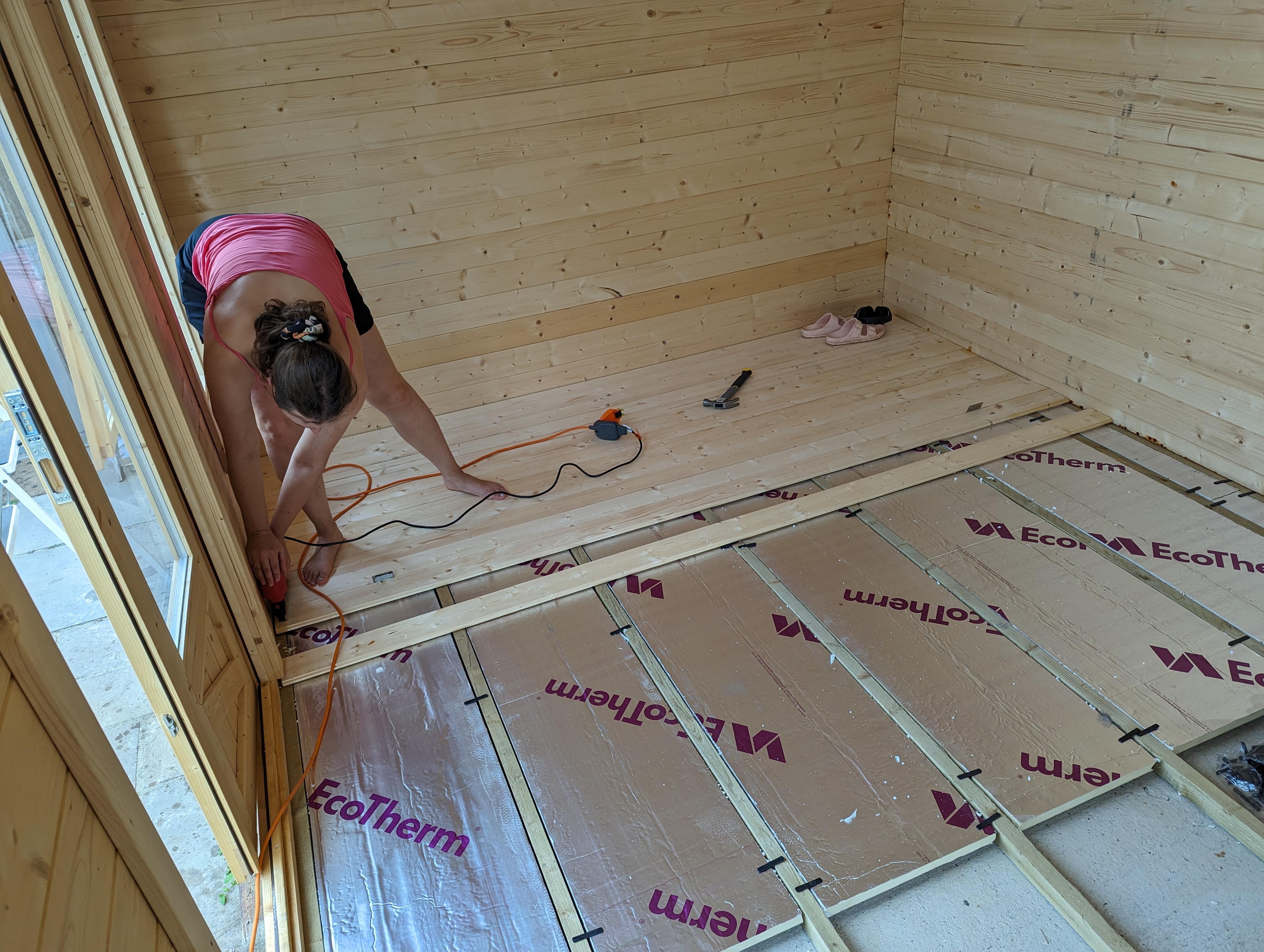 Floor insulation + boards.