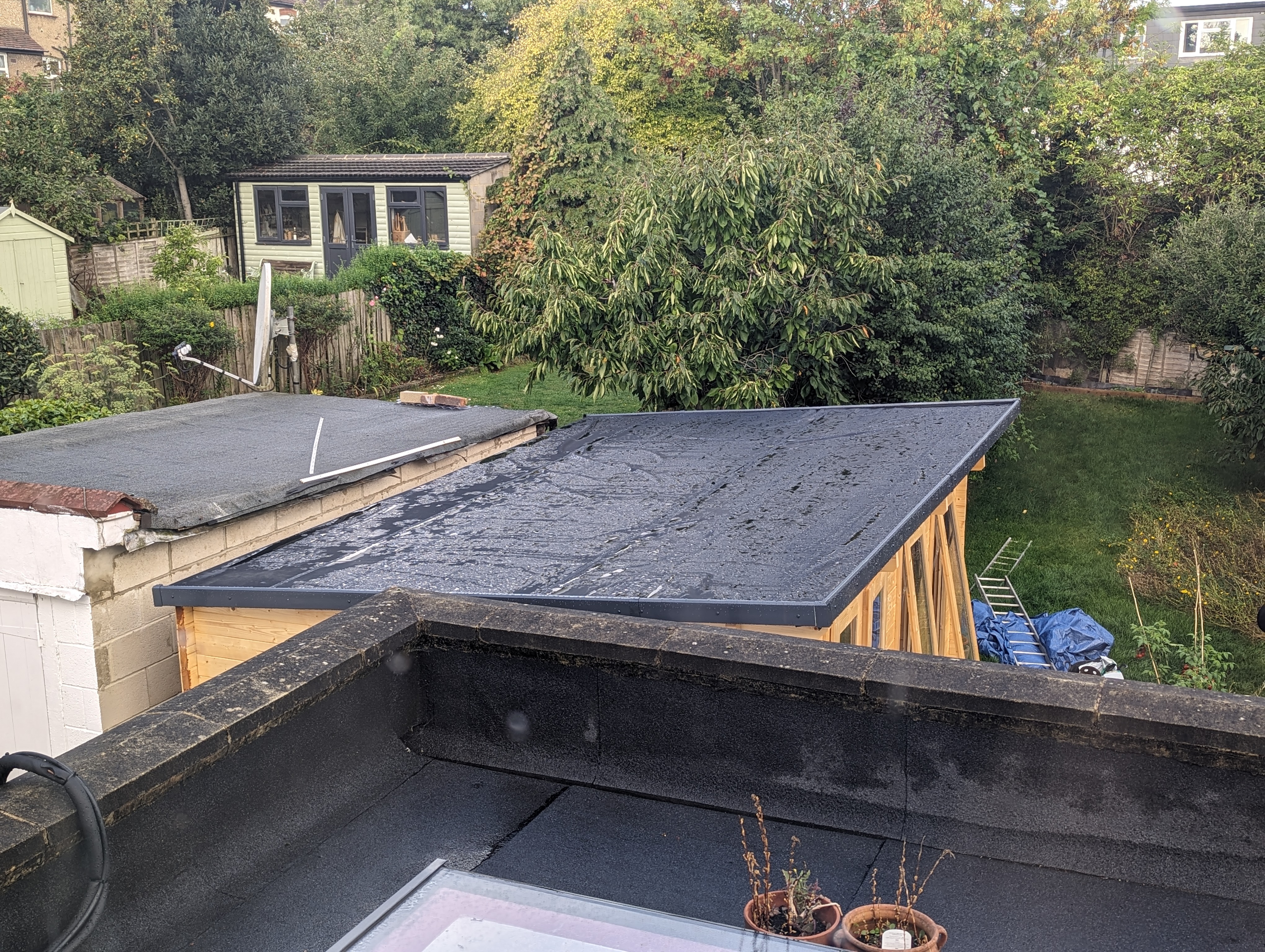 Rubber roof.