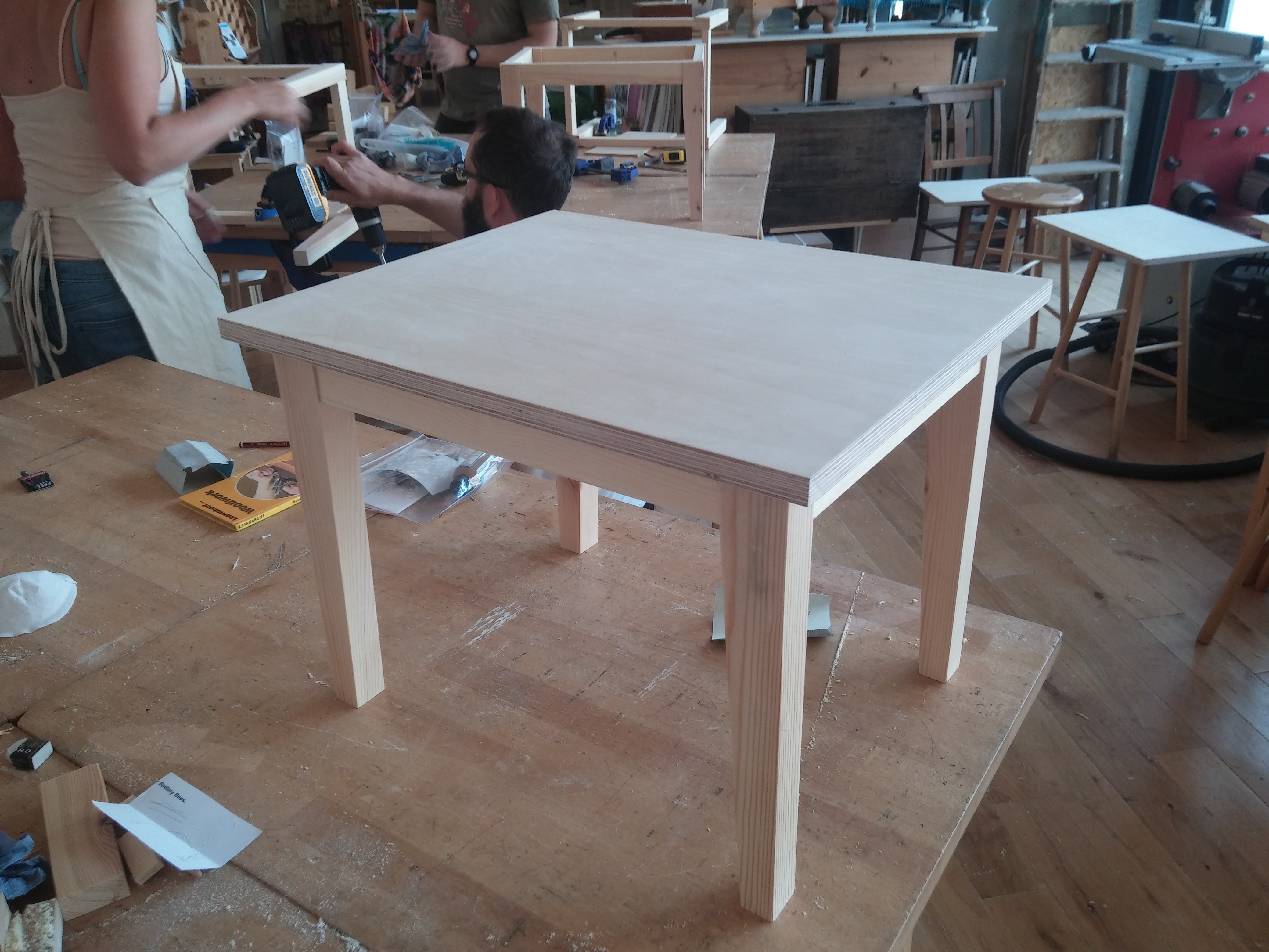 The class project - a coffee table. Doesn't look like much, but it's all hand-cut mortise and tenon joints. Have not done a M&T joint since...